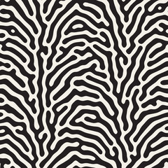 Vector seamless trendy zebra pattern. Monochrome organic shapes texture. Abstract rounded messy lines stylish background.