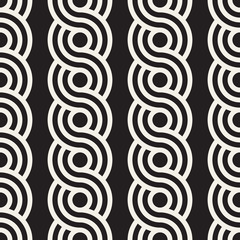 Vector seamless interlaced stylish pattern. Repeating geometric tiles with weaved bold lines and circles.