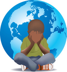 bambino di colore abbandonato con alle spalle la terra  © fiore26