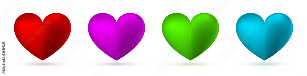 Wall mural set of colorful hearts. vector heart icons.