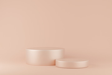 pastel cylinder podiums on background. Abstract minimal scene with geometrical. Scene to show cosmetic products presentation. Mock up design empty space. Showcase, shopfront, display case,3d render