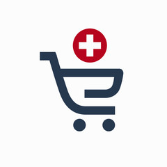 Obraz premium Shopping filled cart line vector minimalistic icon. Commerce symbol. Supermarket cart down arrow icon for web design. Modern flat sale icon for app design. Store buy sign minimal flat linear icons