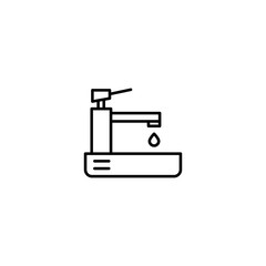 Water tap icon. Dripping tap with drop icon. Kitchen accessories symbol for your web site design, logo, app, UI. Vector illustration, EPS10. 