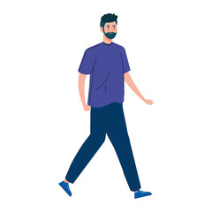 young man with coat isolated icon vector illustration design