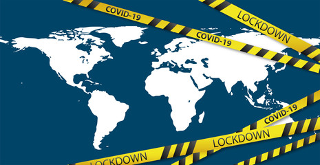 Concept of world lockdown due to coronavirus crisis covid-19 disease. 