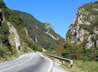 Road in the river Lim gorge between Serbia and Montenegro