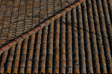 Tejados de teja al atardecer.