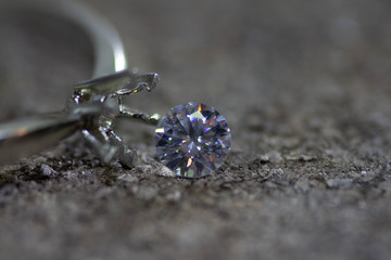 white gold precious metal ring jewelry making process with transparent white stone