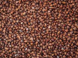 Dark Buckwheat texture high-quality photo of premium buckwheat groats.