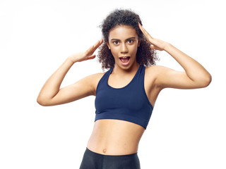 Fototapeta na wymiar Athletic woman exercise workout motivation