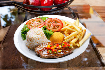 Picanha, fries, salad and catupiry