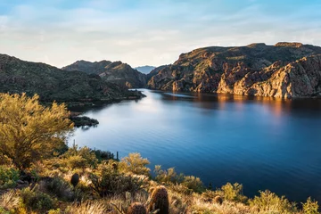 Acrylglasbilder Arizona View of Saguaro Lake Arizona from Butcher Jones hiking Trail  © Juliana Swenson