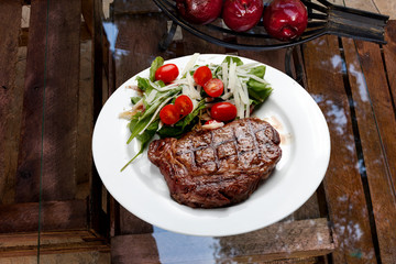 Picanha, fries, salad and catupiry