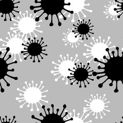 Abstract seamless pattern with Coronavirus bacteria icons. Protection against coronavirus. Hand drawn sketch style. 