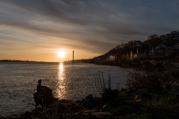 Hamburg, Germany: Sunset on the Blankenese shore pontoon 