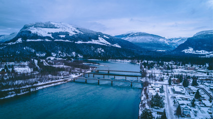 View of Revelstoke and the Columbia River in British Columbia