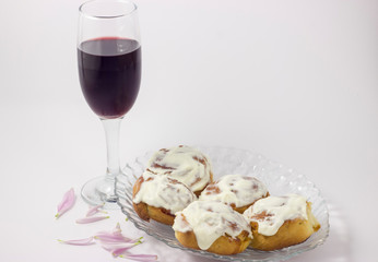 Delicious homemade sinabey with cream