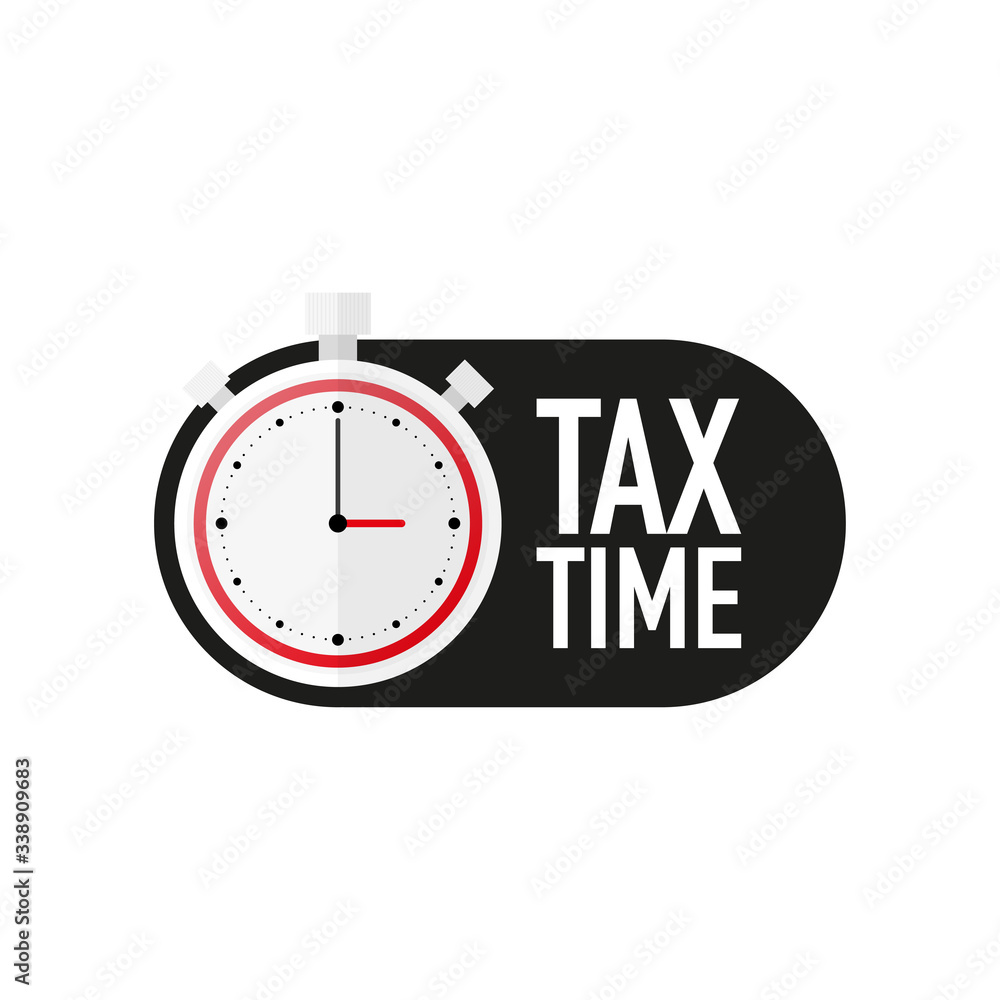 Poster timer with tax time text countdown vector illustration template on white background. vector