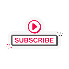 Flat label with SUBSCRIBE speech bubble. 3D label for business, marketing and advertising on white background. Vector