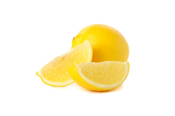 Fresh lemon isolated on white background. Ripe fruit