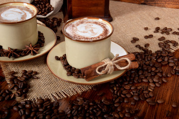 coffee with milk foam and chocolate