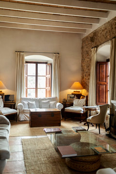 Living Room Of An Old House, Mallorca, Spain