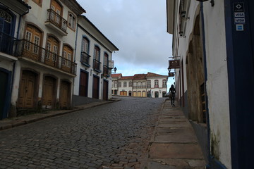 colonial street in tiradentes minas gerais brazil