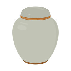 Urn for ashes. Symbols for the funeral service. Vector illustration.