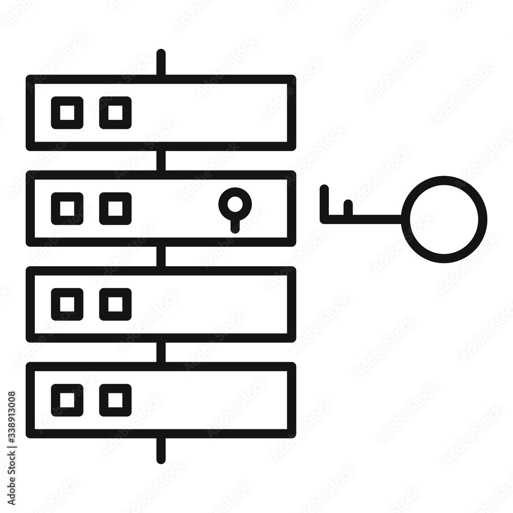 Poster server digital key icon. outline server digital key vector icon for web design isolated on white bac