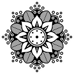 Black and white mandala for coloring page	