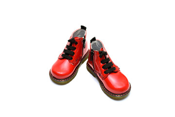 Red boots isolated on the white background.