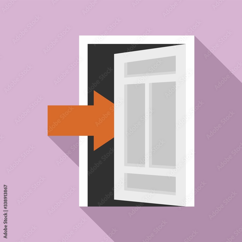 Poster open door frame icon. flat illustration of open door frame vector icon for web design