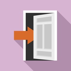 Open door frame icon. Flat illustration of open door frame vector icon for web design