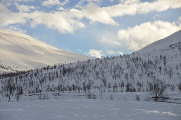 Fototapeta na wymiar Winter landscape mountains with snow