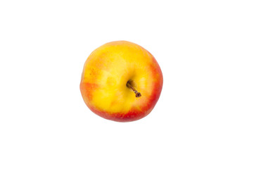 One yellow red fresh apple middle size