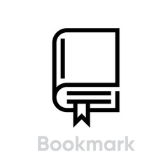 Bookmark flat icon. Editable Vector Outline.