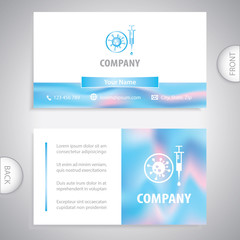 business card - Biohazard test and analysis. Laboratory research for biological microorganism, toxin or virus.