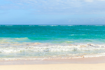 Fototapeta na wymiar Coastal Caribbean Sea landscape with sandy coast