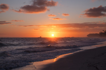 Fototapeta na wymiar Sunrise at Bavaro beach. Dominican Republic