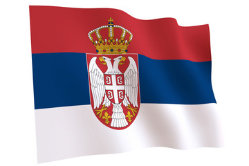 Obraz premium Flag of Serbia waving in the wind