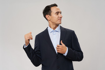 Business man in suit elegant style self-confidence manager