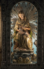 Bethlehem, Palestinian Authority, January 28, 2020: Figure of Mary breastfeeding little Jesus in the Milk Grotto, in Bethlehem,
