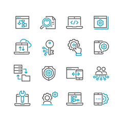 Set of Custom Development outline icons