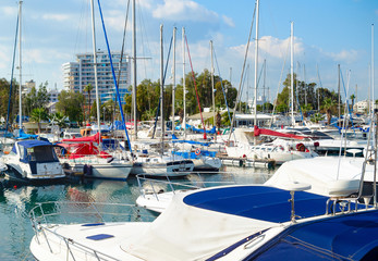 Marina, ychts, motorboats, Larnaca, Cyprus