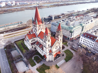 St. Francis of Assisi Church, Vienna, Aerial Drone view