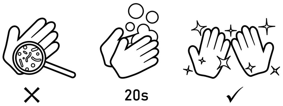 Wash Your Hands For 20 Seconds With Soap To Kill Germs And Viruses Icon. Can Be Used During Coronavirus Covid-19 Virus Outbreak Prevention