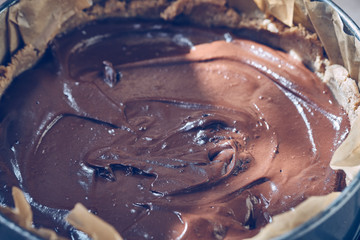 So delicious chocolate cake home made waiting for eating