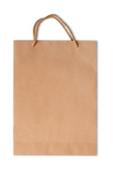 Blank brown paper bag isolated on white background. With clipping path