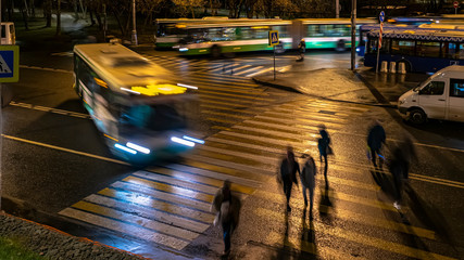 Bus traffic at the city bus terminal