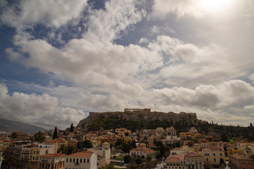 Fototapeta na wymiar view of the city of Athens in Greece and the Parthenon